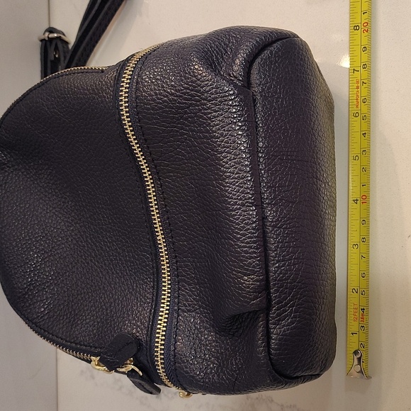 Vera Pelle Convertible Backpack Purse Bag Navy With removable Straps Italy Made - Picture 11 of 14